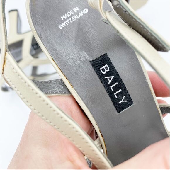 Bally Switzerland Winter White Strappy Snipped‎ Toe Sculptural Heels Sz 6 NEW - Picture 9 of 12